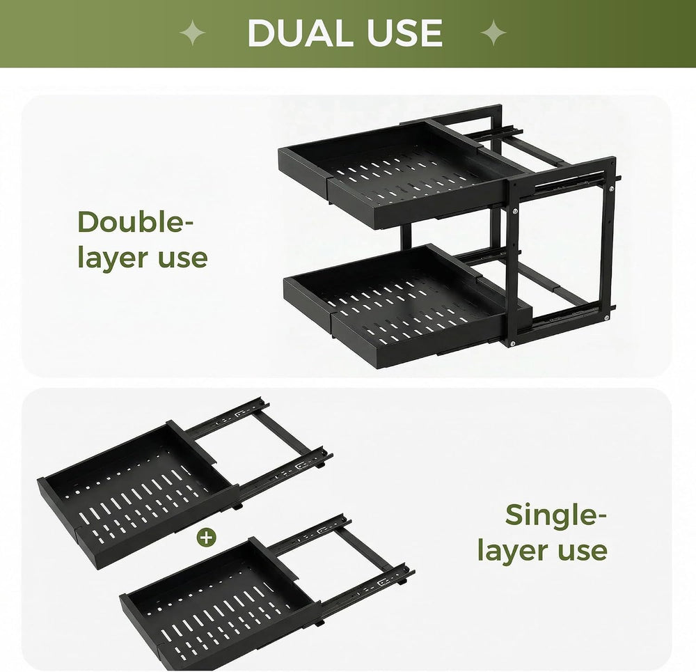 Abalter Expandable Pull Out Cabinet Organizer,2-Tier Slide Out Drawer for Kit...