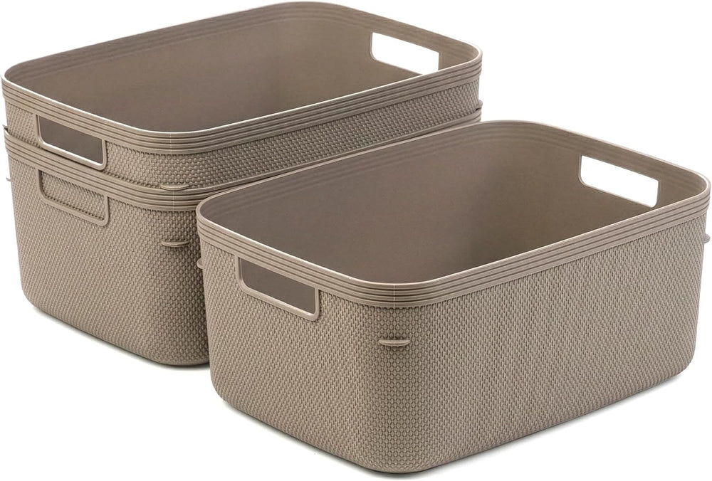 BINO | Plastic Storage Bins, 13 Liter - 3 Pack, Taupe | THE TWILL COLLECTION ...