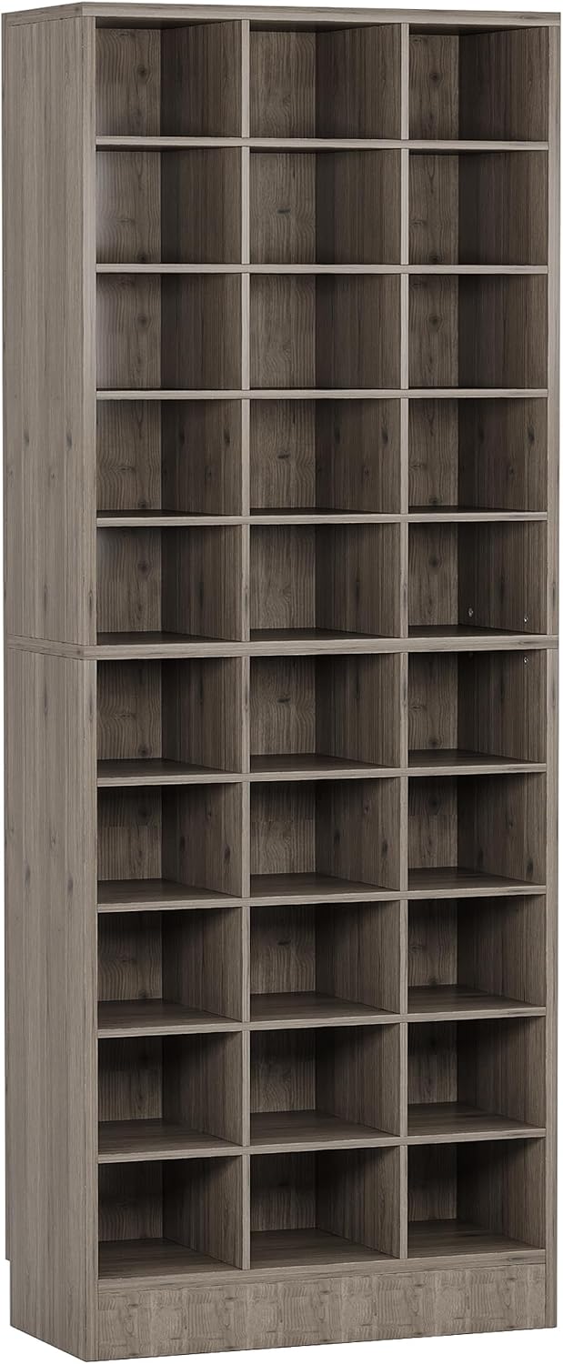 Tribesigns 10-Tier Shoe Storage Cabinet, Gray Wooden Shoe Rack with 30 Cubbie...
