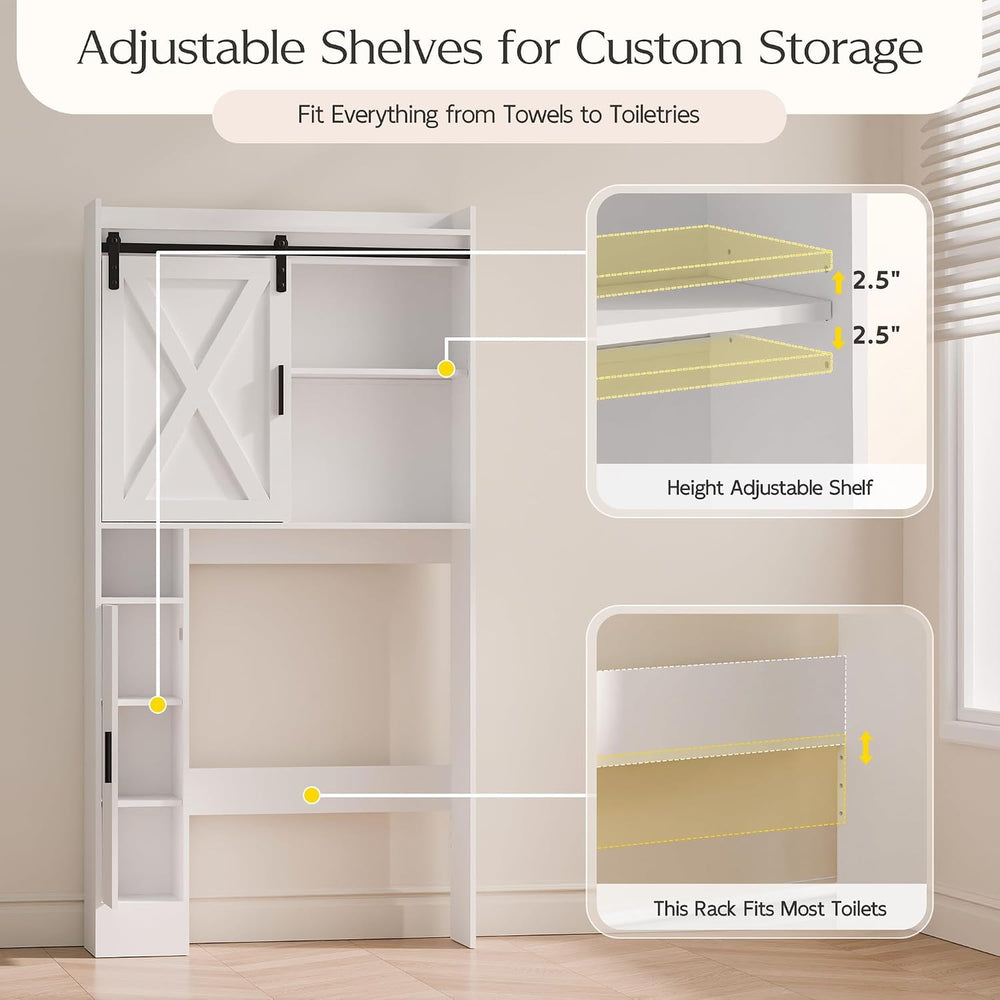 MU Over The Toilet Storage Cabinet with Side Shelves, Bathroom Storage Organi...