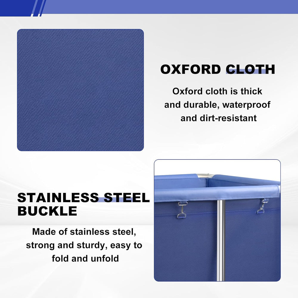 420L Commercial Rolling Laundry Cart, 440lbs Heavy Duty Steel Hamper, Blue