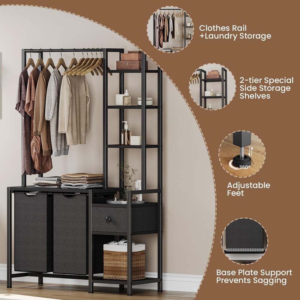 Creso hom Laundry Hamper with Shelf, 5 Tiers Tall Laundry Basket Sorter with ...