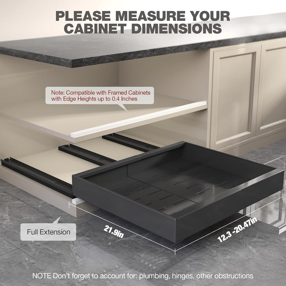 Seinloes 2 Pack Pull Out Cabinet Organizer 22" Deep,Full Extension 3 Sli...