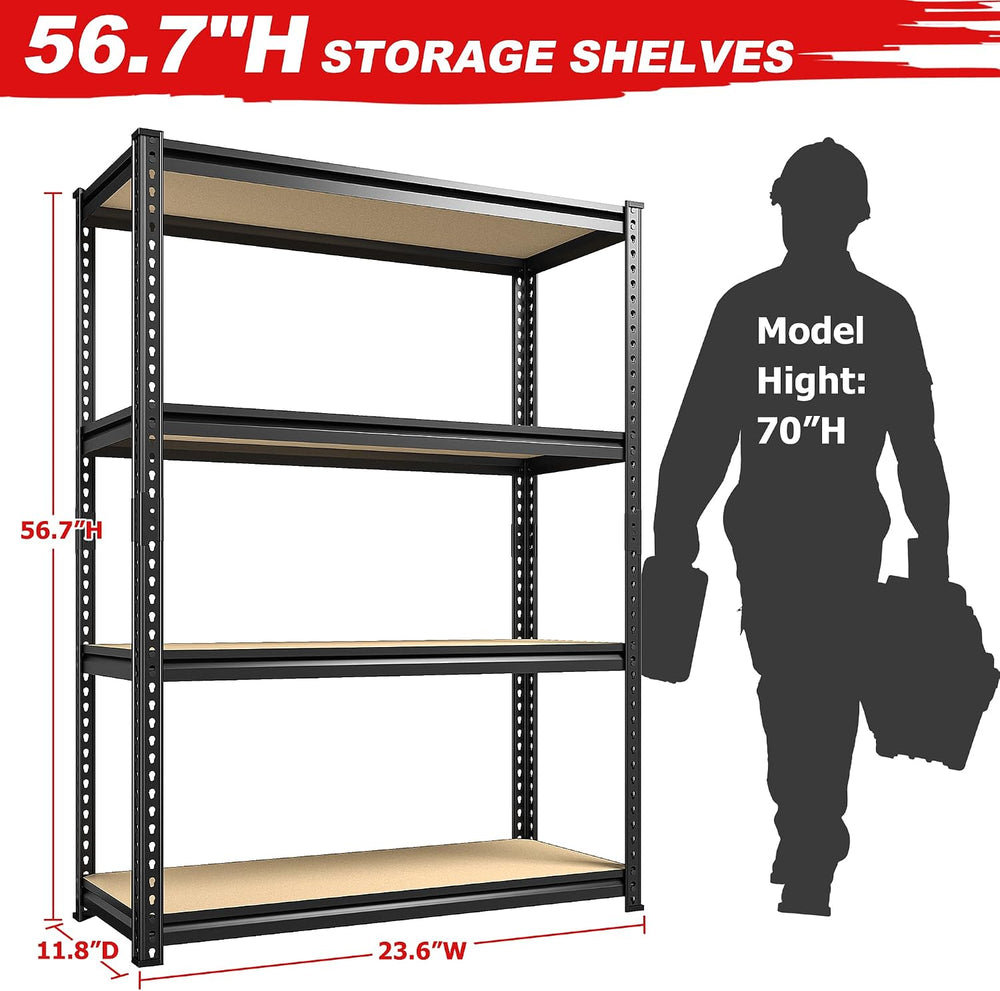 REIBII Storage Shelves Adjustable Metal Shelving 1600LBS Garage Shelves Indus...