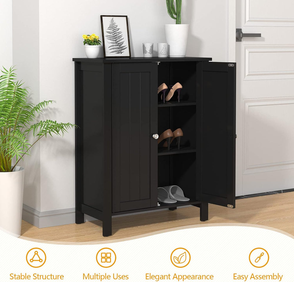 GOFLAME Bathroom Floor Cabinet, Freestanding Storage Organizer Cabinet with 3...