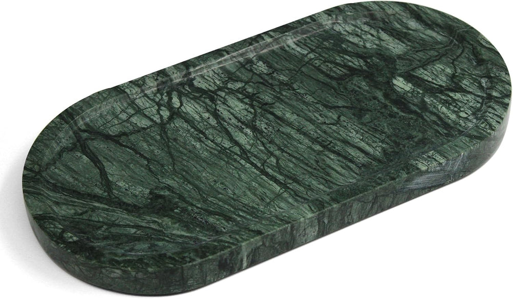 Genuine Real Natural Marble Tray for Bathroom, Luxury Indian Green Stone Vani...