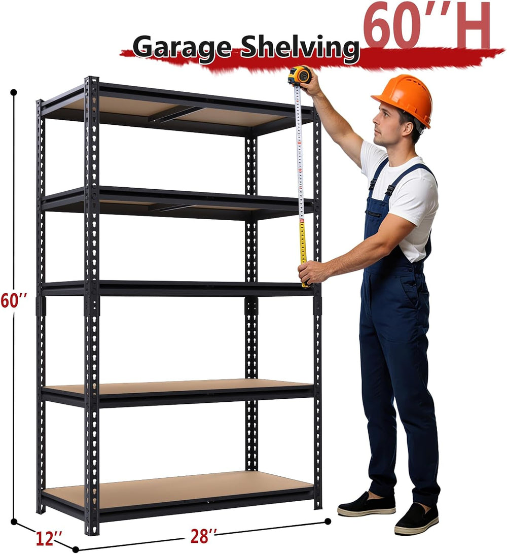 Heavy Duty Garage Shelving,5-Tier Metal Storage Shelves,2400LBS Shelving Unit...