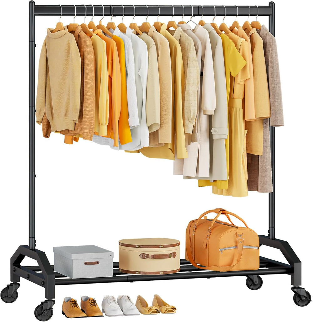 Wiracks Clothes Rack Clothing Rack with Wheels Rolling Clothing Rack for Hang...