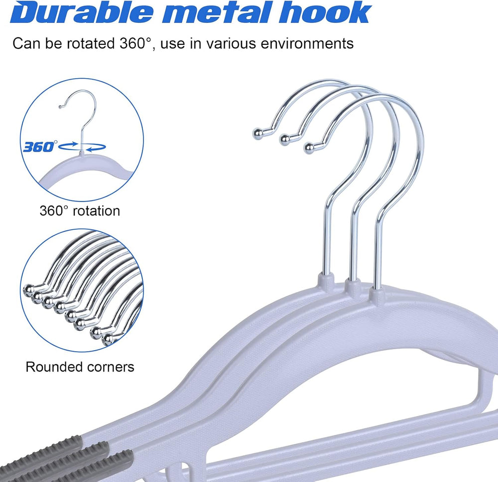 Heavy Duty Standard Plastic Hangers 50 Pack with Non-Slip Design,360°Swivel H...