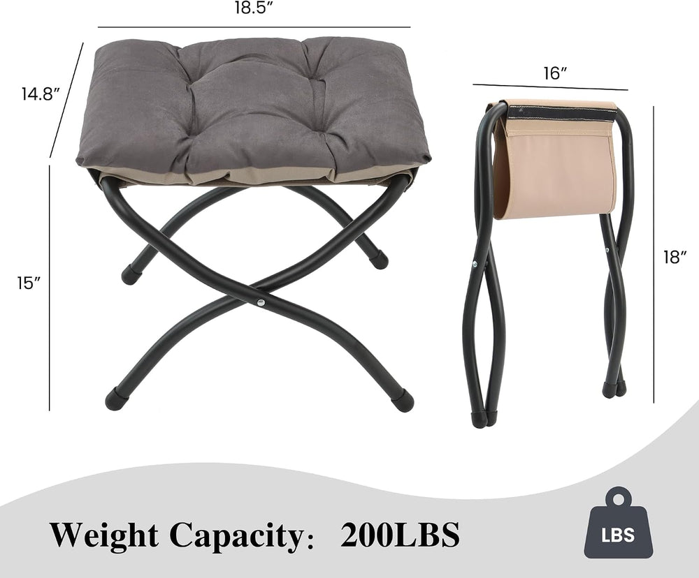 15"(H) Folding Ottoman, Foldable Footrest Stool, Portable Small Foot Sto...