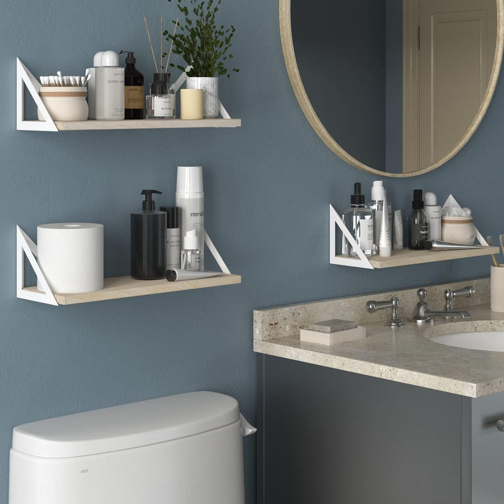 Wallniture Minori Floating Shelves for Wall Storage, Floating Bookshelf Set o...
