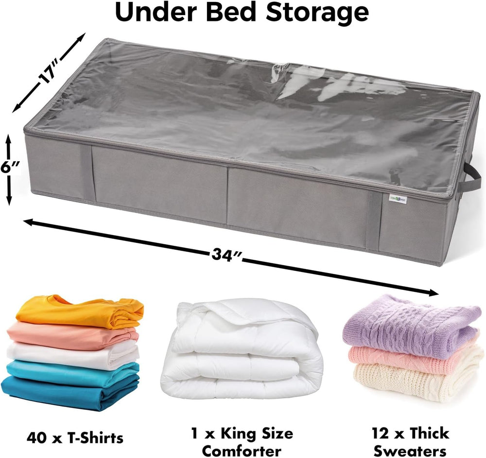 StorageExpert Under Bed Storage Containers, Closet Organizer, Grey, 4 Pack