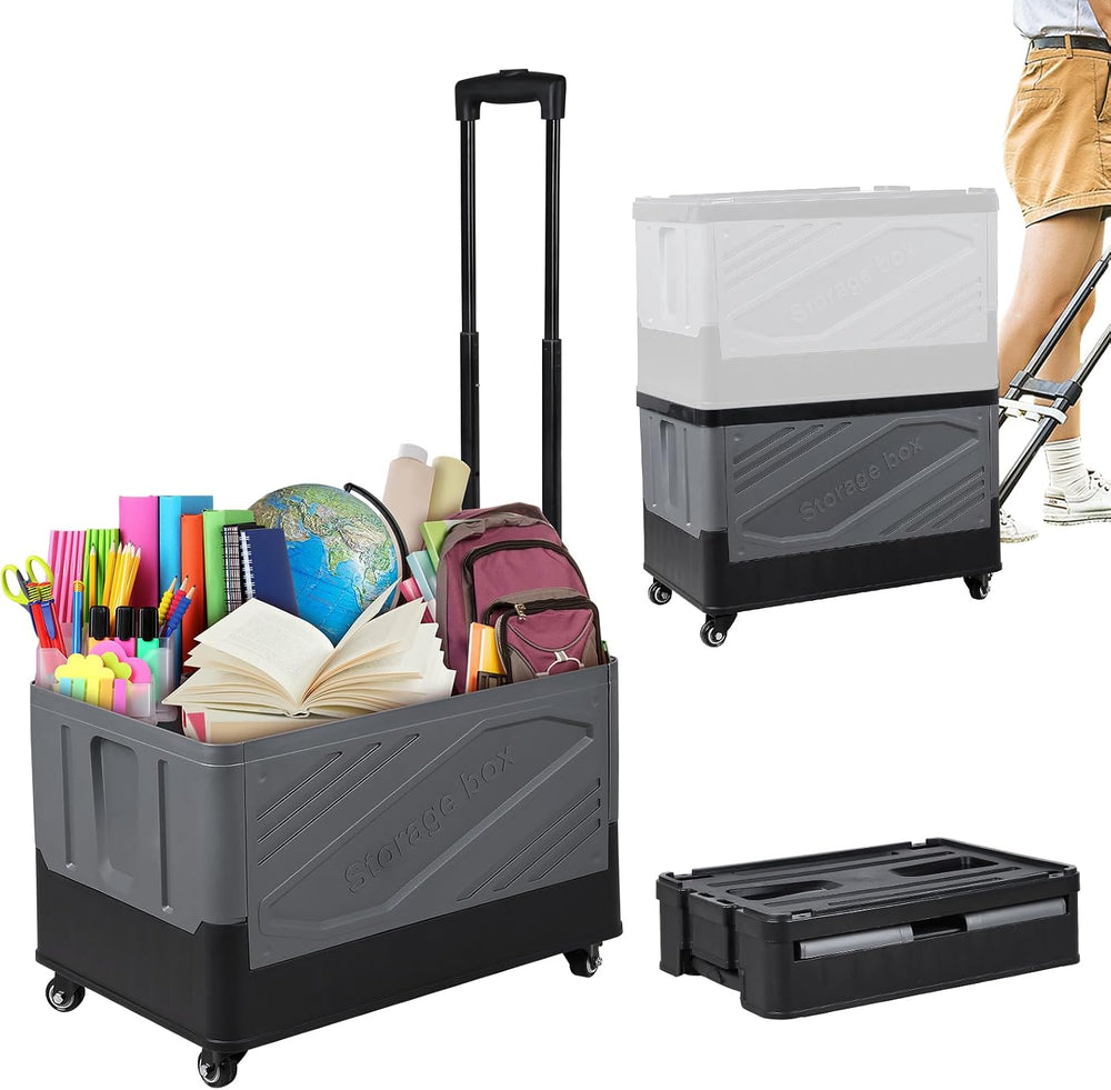XCBYT 50L Foldable Rolling Crate, Spacious Storage Cart with Wheels