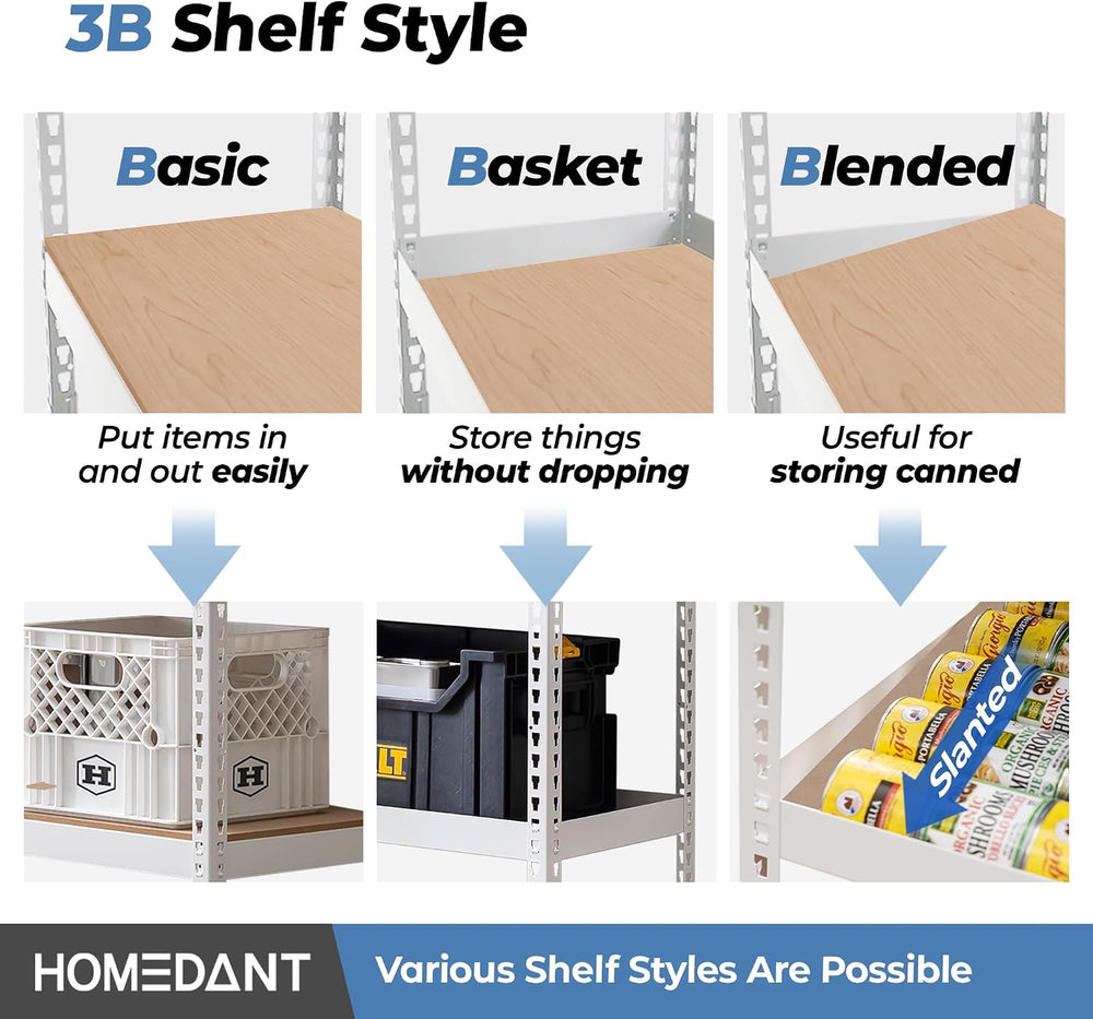 HOMEDANT White 28" W 5 Tier Storage Shelves Garage Shelving Unit Metal