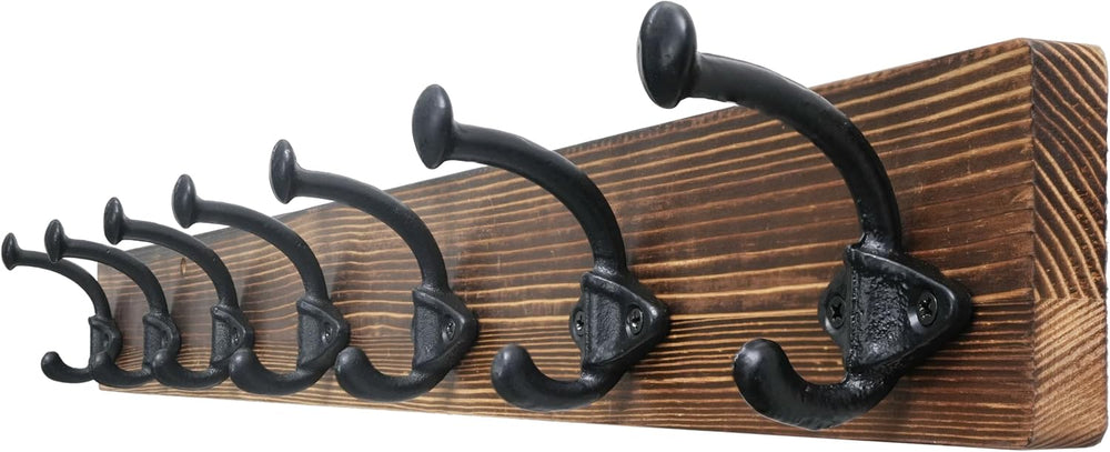 WEBI Rustic Coat Rack Wall Mount,30" Long 7 Cast Iron Coat Hooks Wall Mo...