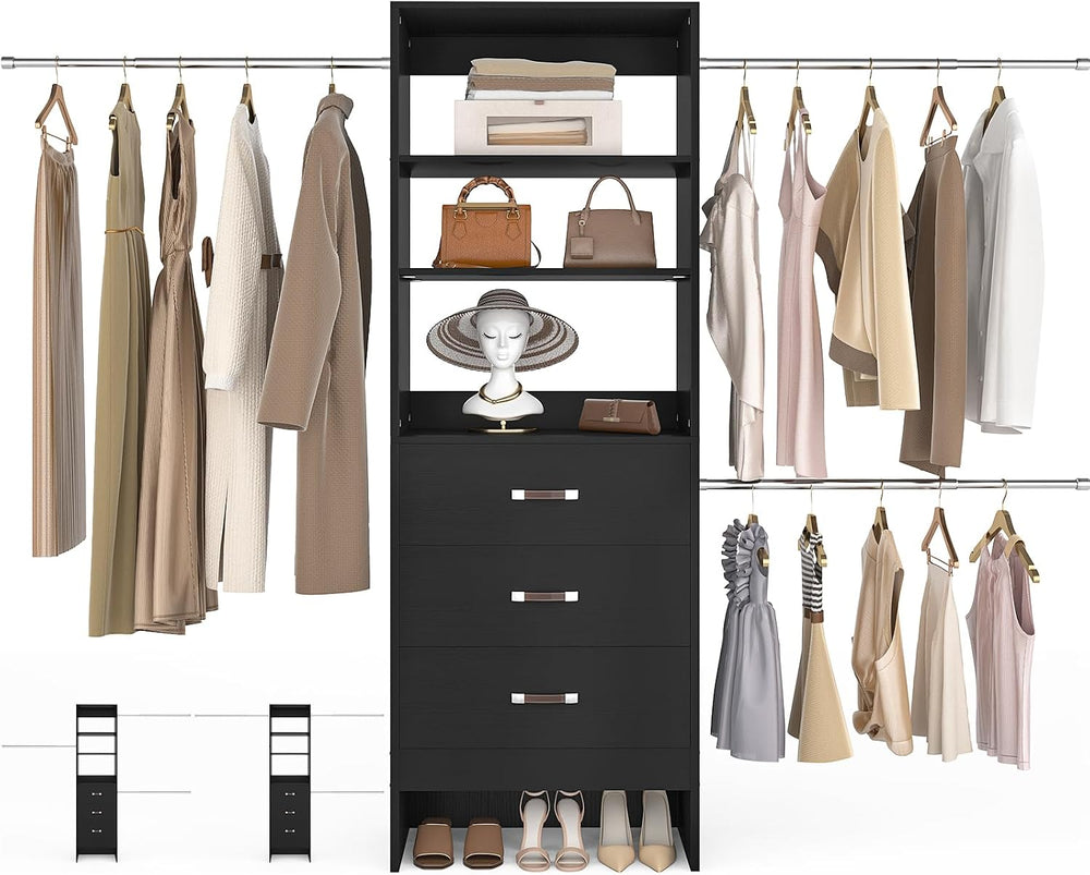 Besiost 96'' Closet Organizer System with 3 Hanging Rods, 8FT Closet ...