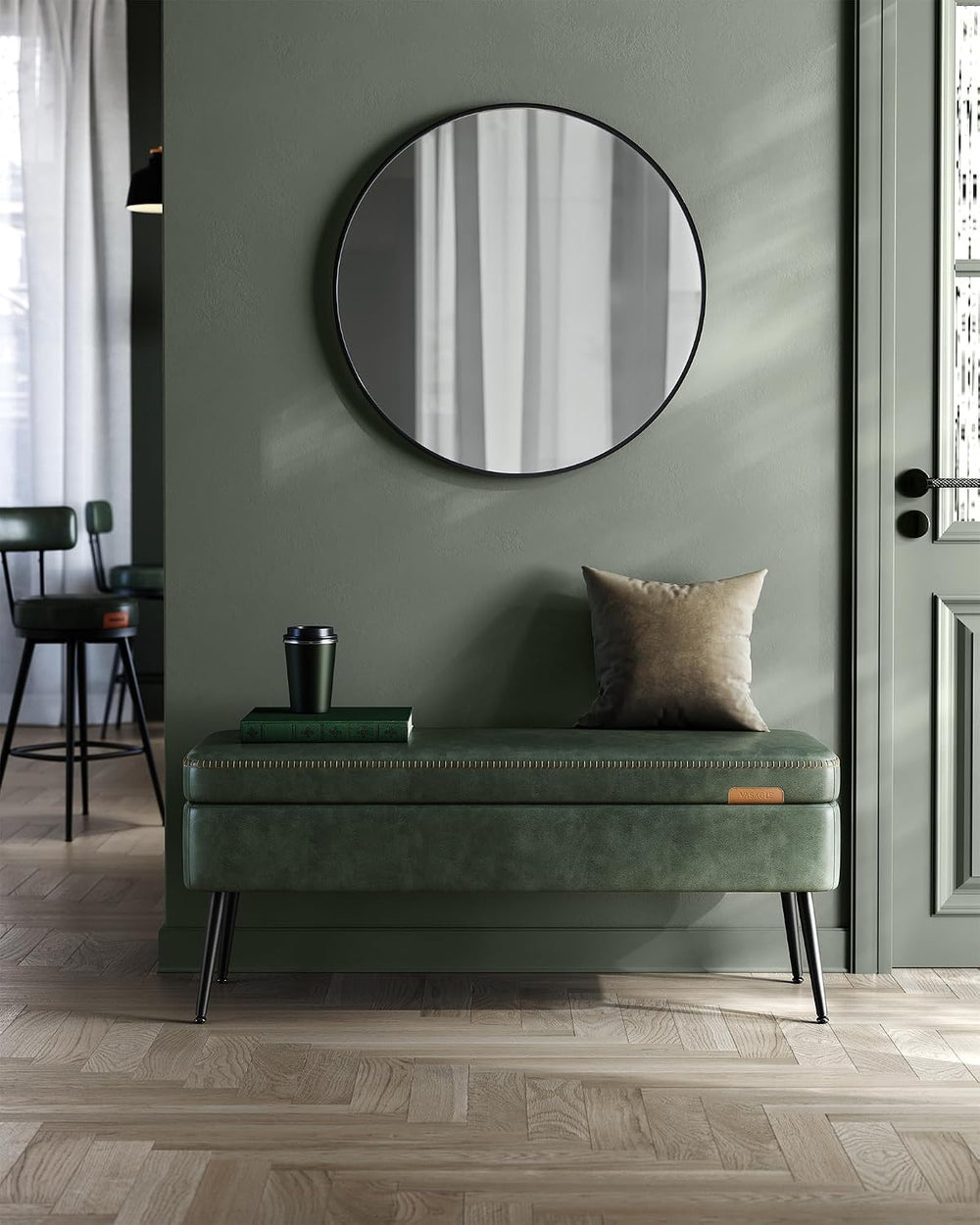 VASAGLE Storage Ottoman Bench, PU Leather, Steel Legs