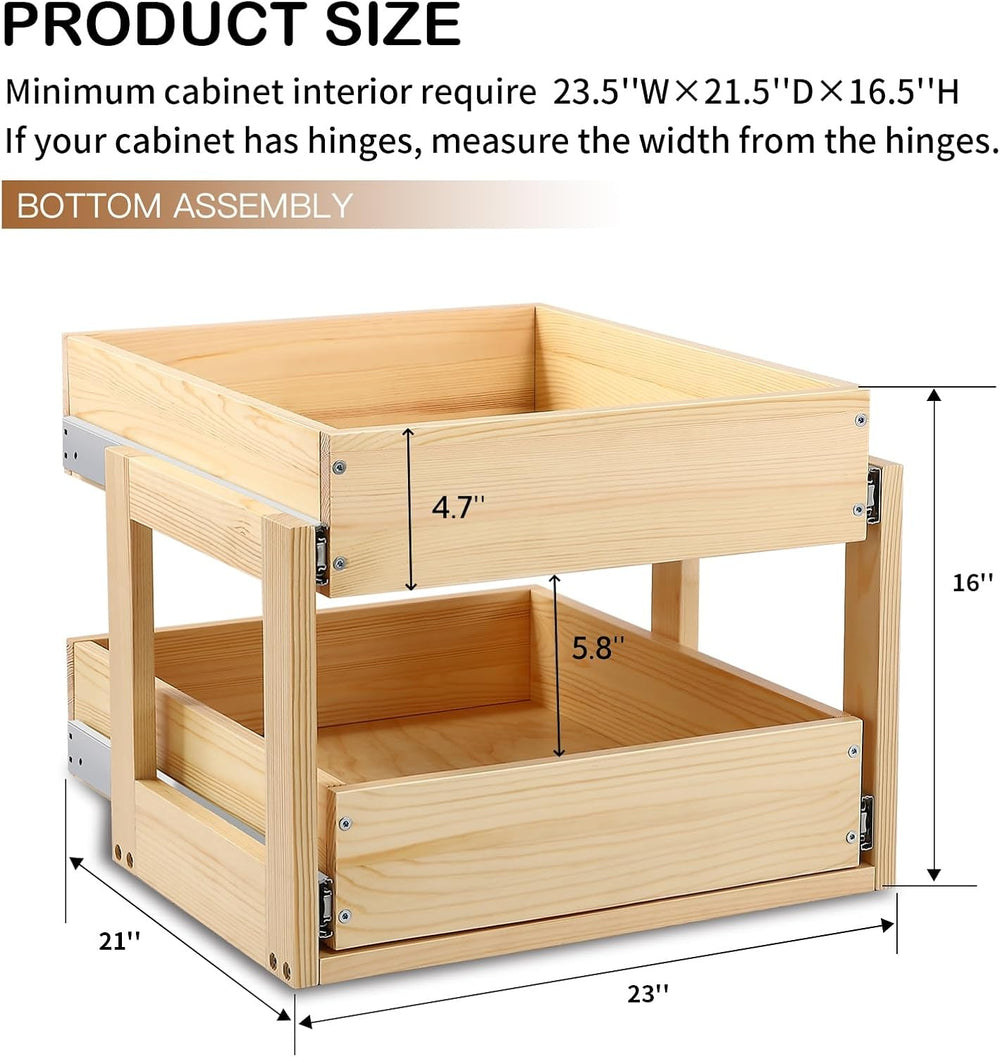 Mulush Pull Out Cabinet Organizer 23''W×21''D×16''H S...