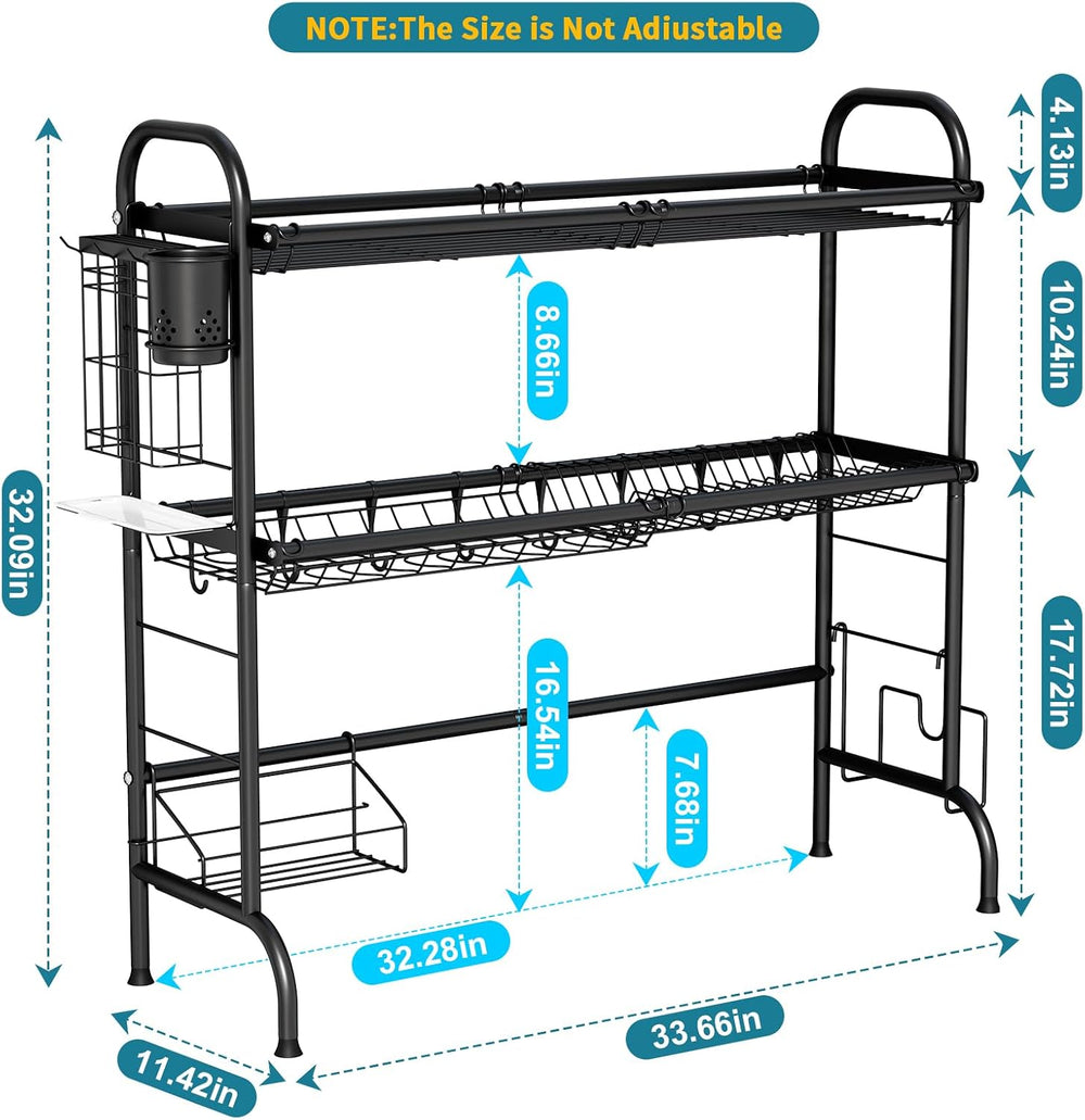HOWDIA 3-Tier Over The Sink Dish Drying Rack,Stainless Steel Dish Rack