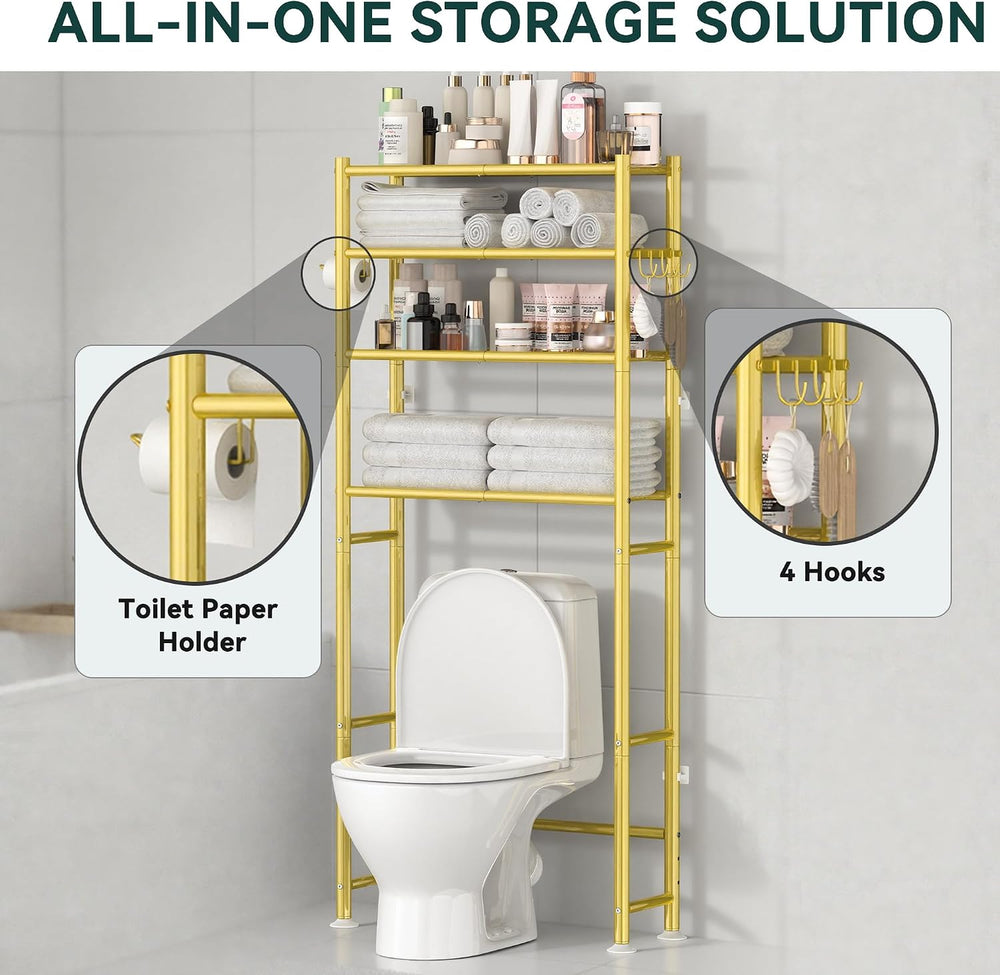 4-Tier Over The Toilet Storage Shelves, Gold