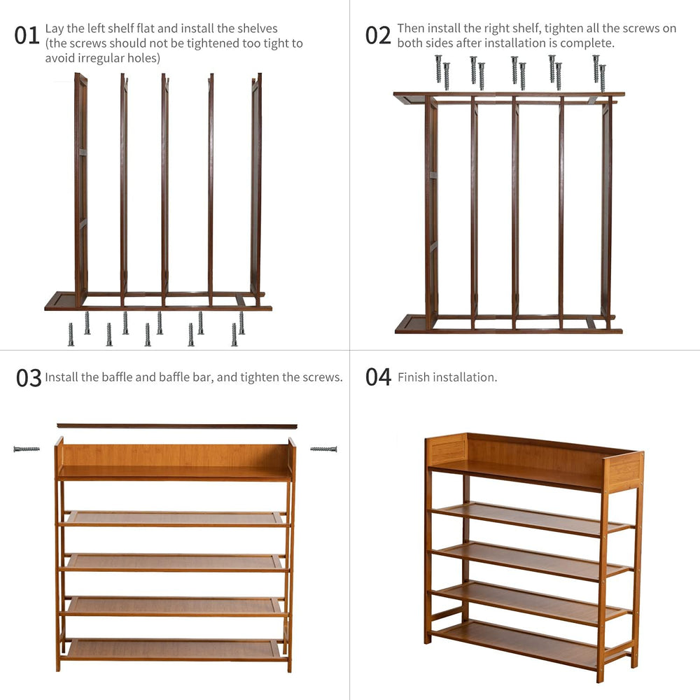 Bamboo Shoe Rack Organizer, 5 Tier Shoe Shelf Storage Organizer, for Entryway...