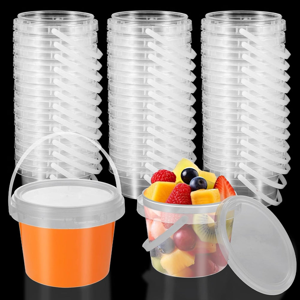 CYEAH 50 Pcs 10 oz & 16 oz Slime Containers with Lids and Handles, Plasti...