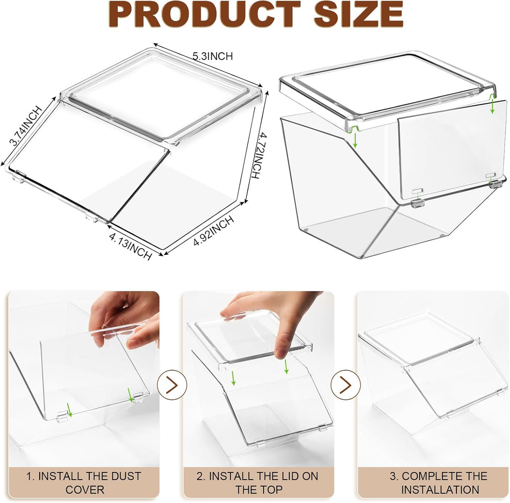 Yerliker 6 Pcs 4 Pcs Stackable Storage Bins with Lids Organizer, Clear