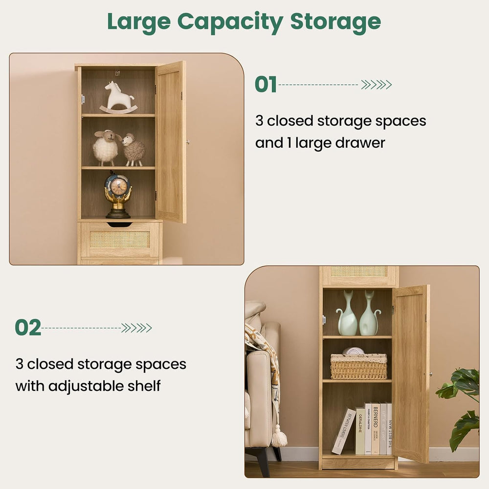 Iwell 66.9" Tall Bathroom Storage Cabinet with 2 Doors & 1 Drawer