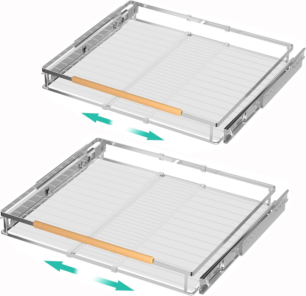 iPEGTOP 2 Pack Pull Out Cabinet Drawer Shelf Organizer, Extendable Sliding Sl...