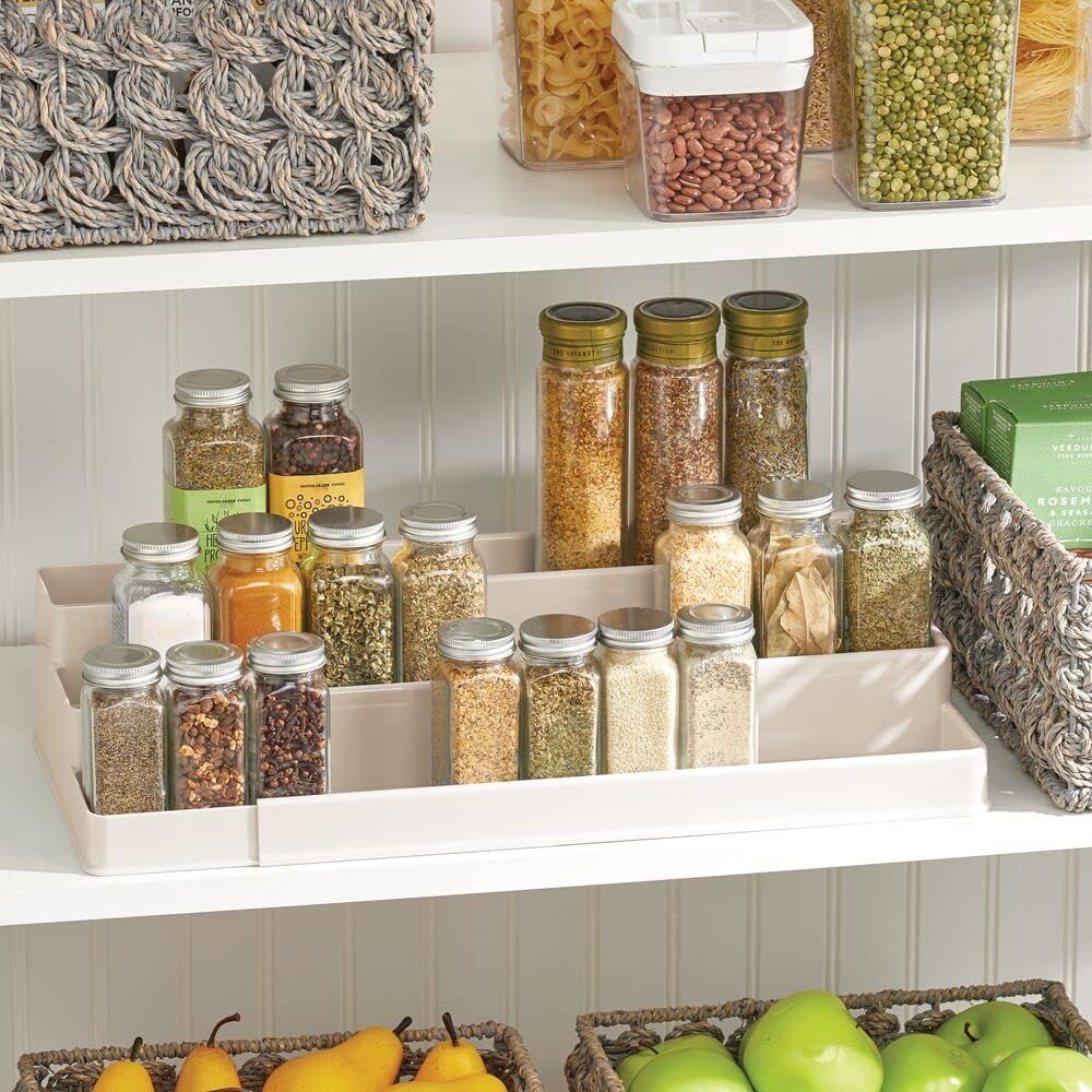 mDesign Medium Plastic Adjustable, Expandable Kitchen Cabinet, Pantry, Shelf ...