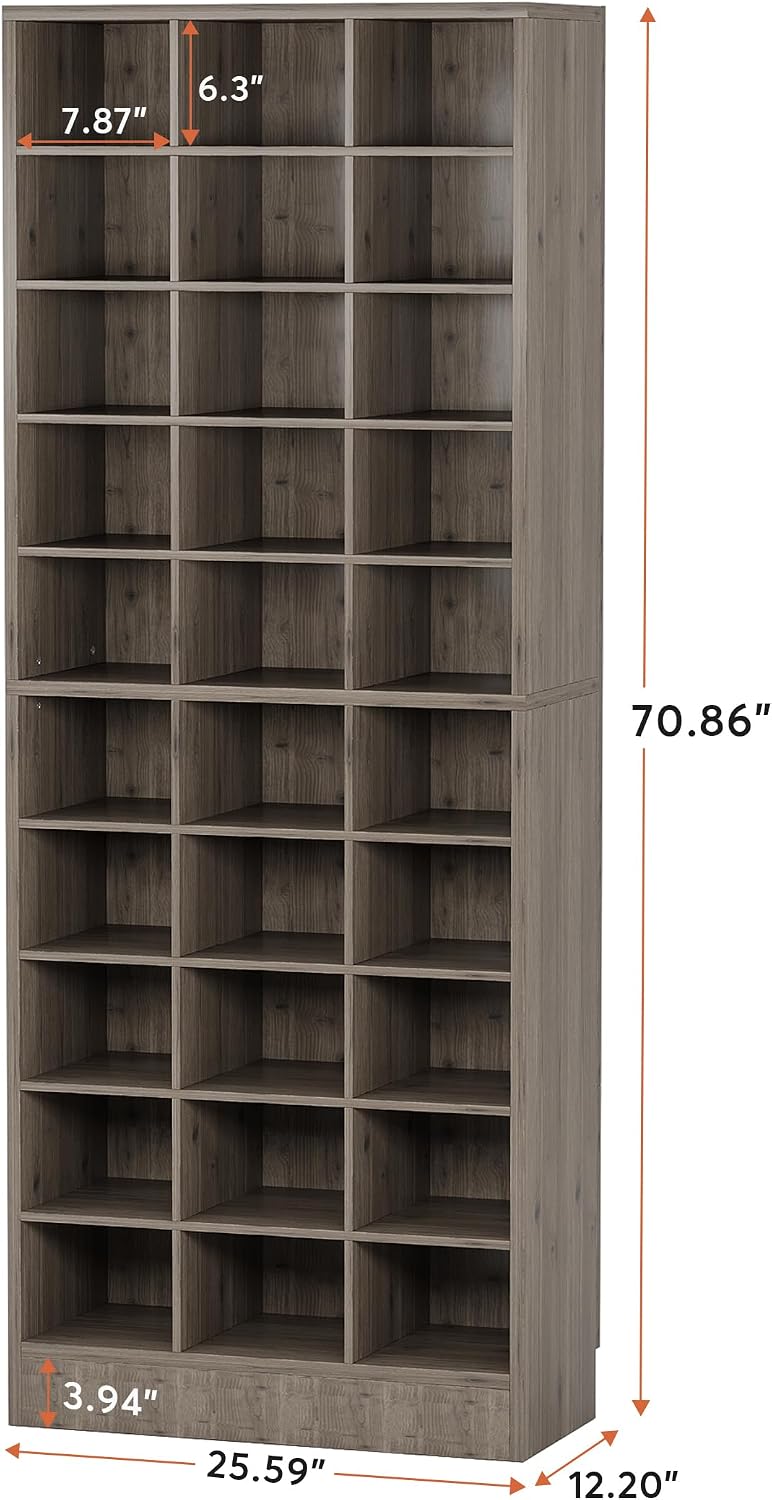 Tribesigns 10-Tier Shoe Storage Cabinet, Gray Wooden Shoe Rack with 30 Cubbie...