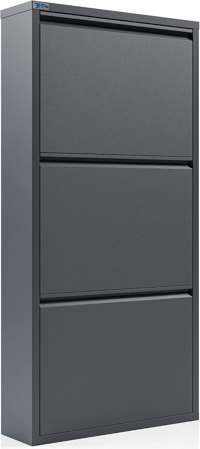CEHA 3 Tier Metal Shoe Cabinet with Cover, Durable Shoe Storage Organizer for...