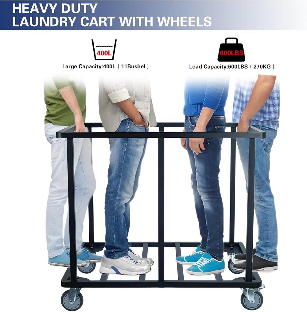 Commercial Laundry Cart with Wheels,400L Blue