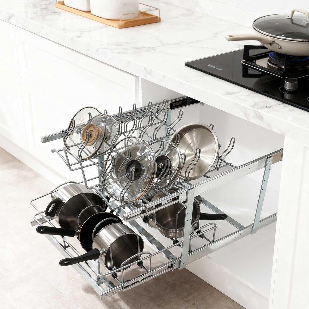 2 Tier Pull Out Pot and Pan Organizer,(20½"W x 22" D) Pull Out Cabi...