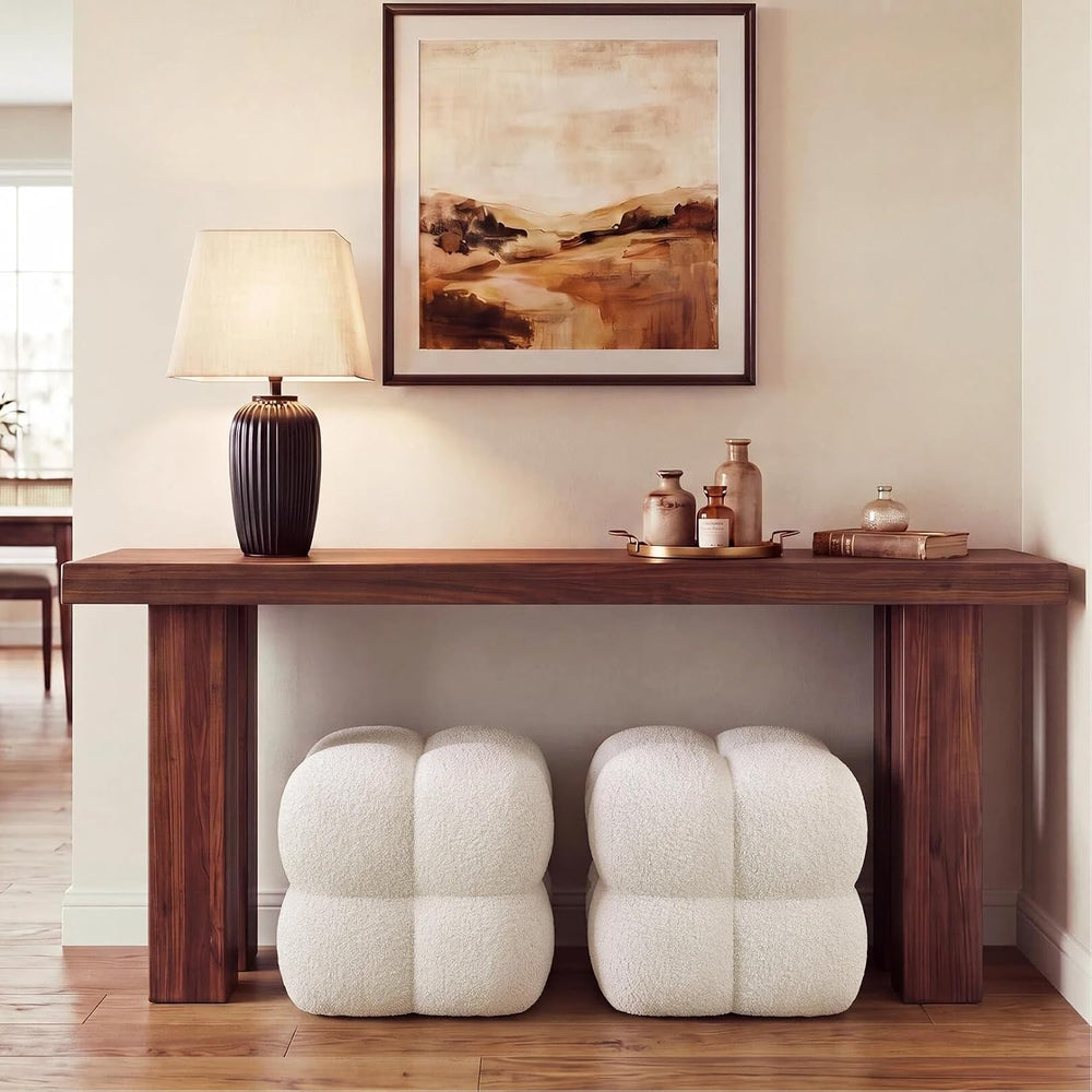 Zesthouse Square Pouf Ottomans Set of 2, Modern Vanity Chair for Bedroom