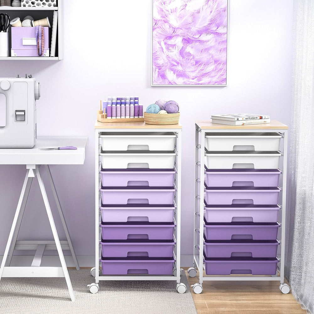 SYKIARIOL Rolling Cart with Drawers,8 Drawers Storage Cart,Purple