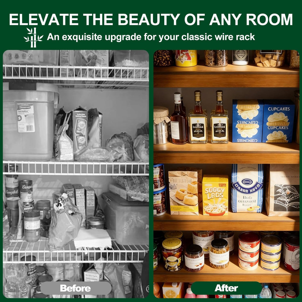Wire Shelf Covers for Pantry, Bamboo Shelf Covers for Wire Shelving Closet