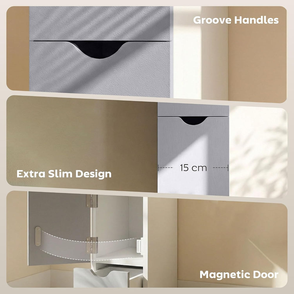 HOMCOM 54" Tall Bathroom Storage Cabinet, Freestanding, 2-Tier Shelf, White