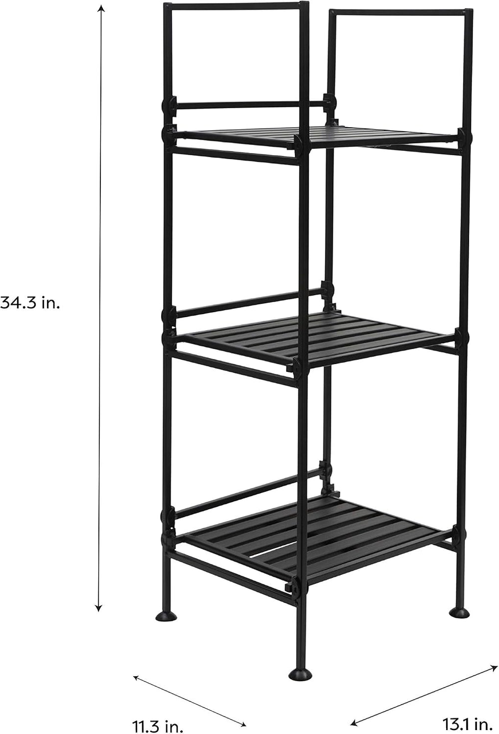 Organize It All Espresso 3 Tier Square Free Standing Storage Shelf, Dimension...