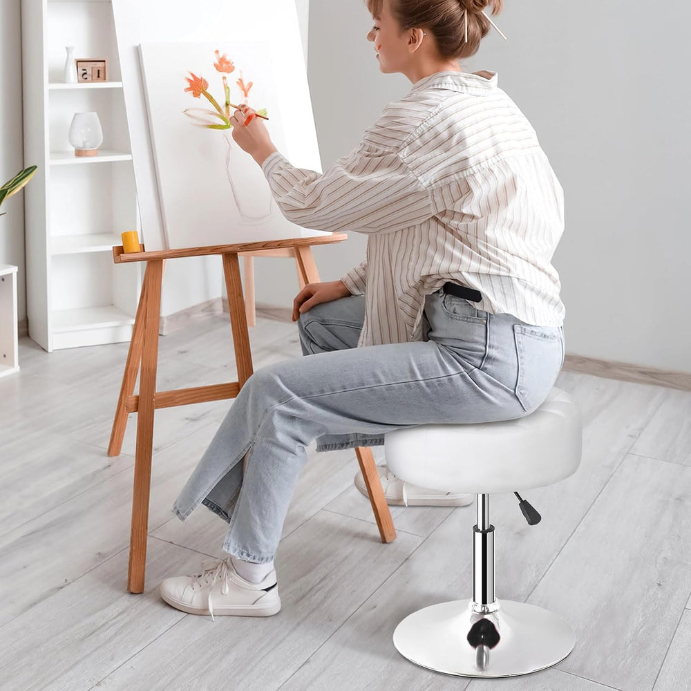 SUPER DEAL Set of 2 Vanity Stools for Makeup, Vanity Ottoman Chair with Adjus...