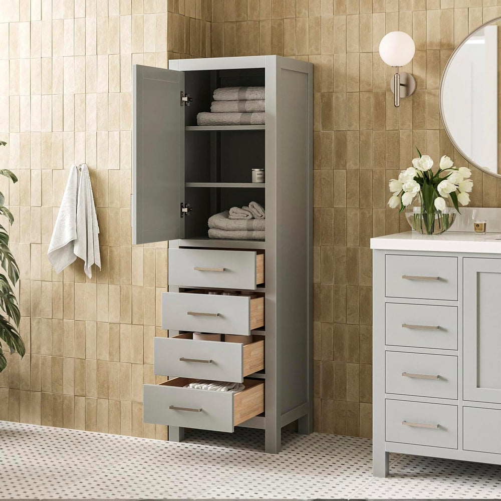 ARIEL Cambridge Bathroom Storage Cabinet - Solid Hevea Wood and Fully Assembl...