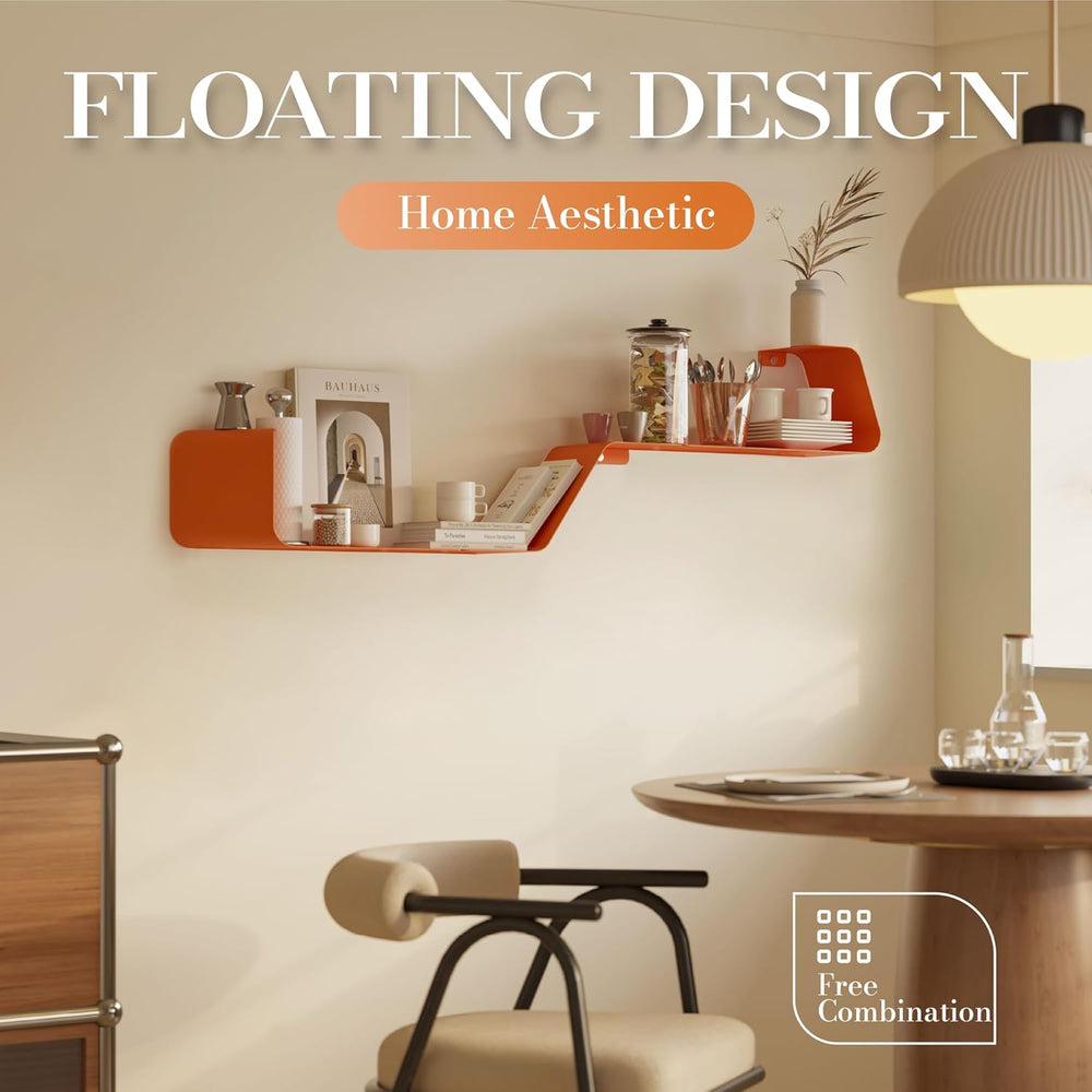 Sttoraboks Floating Wall Shelves Set of 3, Metal Mounted Shelf with Unique De...