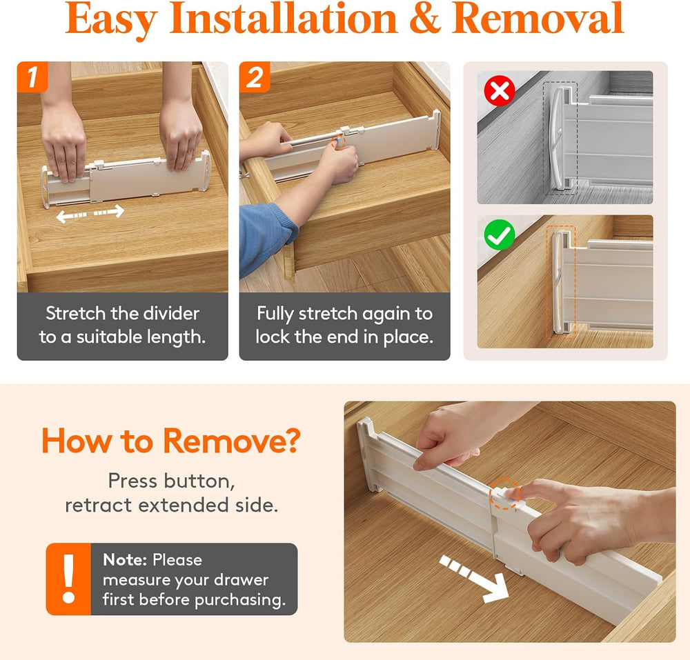 Lifewit 14 Pack 4" High Drawer Divider, Adjustable Drawer Organizer Clothes