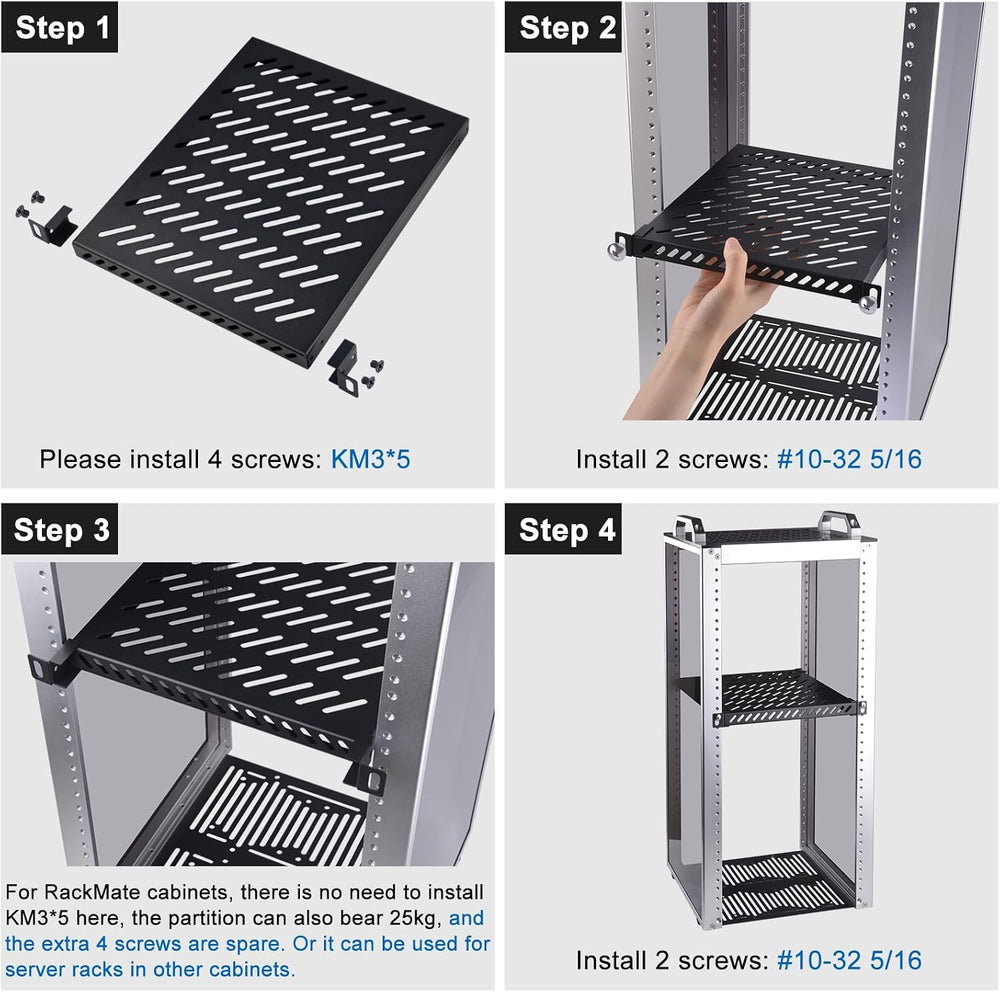 GeeekPi 10 inch 0.5U High Duty Vented Rack Shelf for DeskPi RackMate T2/T0 Pl...