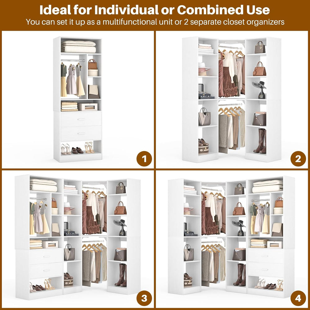 Besiost Corner Closet System with 2 Sets, 63.2" Corner Closet Organizer