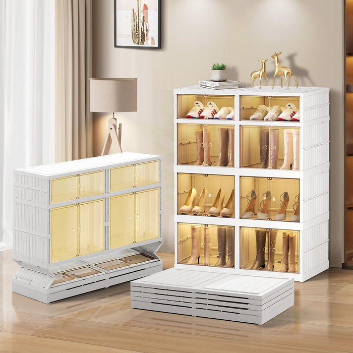 CIMLORD 4-Tier Foldable Shoe Rack Organizer for Boots, 16 Pairs, White