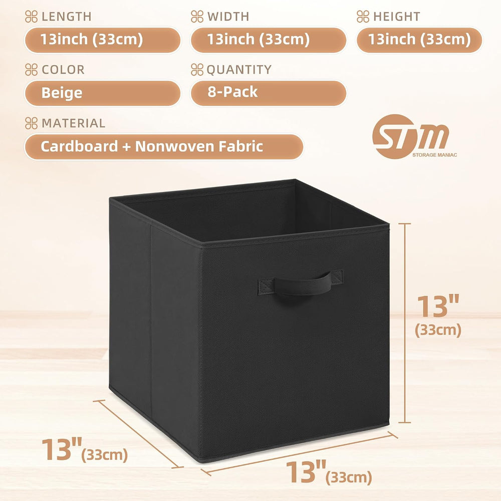 STORAGE MANIAC Storage Cubes, 13 Inch 8 Pack Collapsible Fabric Shelf Bins