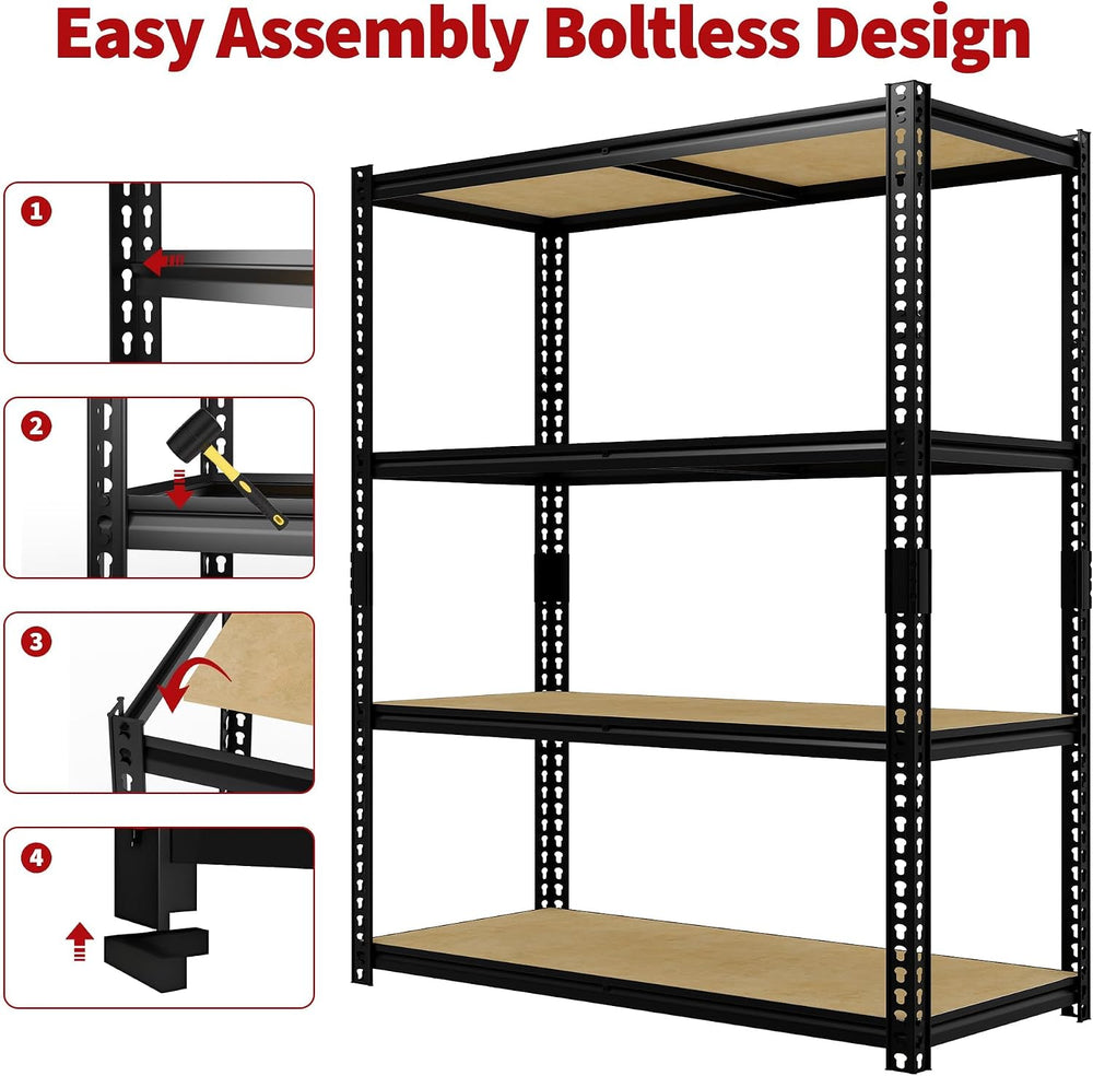 GarveeTech Garage Storage Shelves 4 Tiers, 2000 Lb Capacity Heavy Duty Metal ...