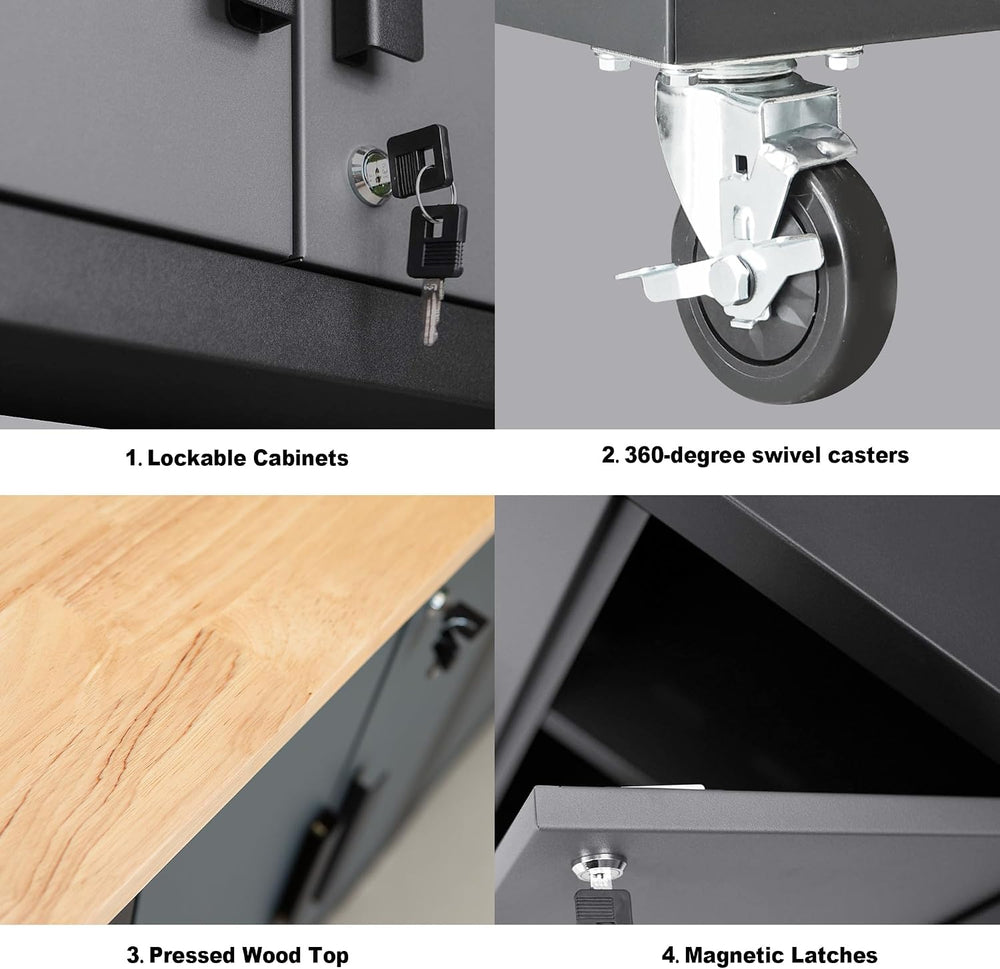 Torin Garage Storage Cabinets System, 9 Piece Workshop Cabinet Set in Black