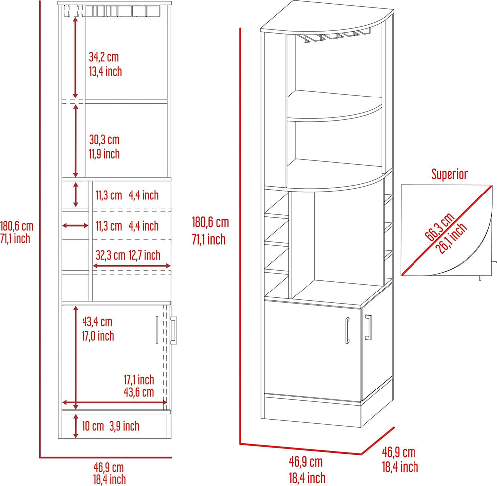 Corner Bar Cabinet,71" Tall Farmhouse Wine Bar Cabinet w/Wine Rack &...